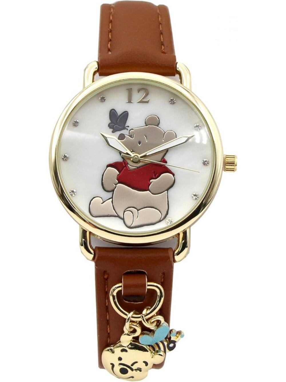 Charming Analog Watch with Winnie the Pooh & Butterfly Charms - Cute Kids'